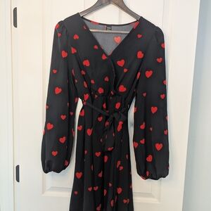 Shein Black Dress with Red Hearts